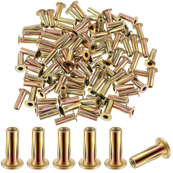 Otoolling 100 Pcs 1/4-20 Rivet Nuts, Multi Grip Threaded Insert Nut Kit, Zinc