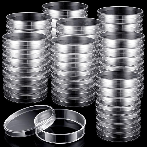 Kigley 400 Pcs Sterile Plastic Petri Dishes with Lids, 60mm Dia x 15mm Deep Clear Culture Dish for Lab Projects