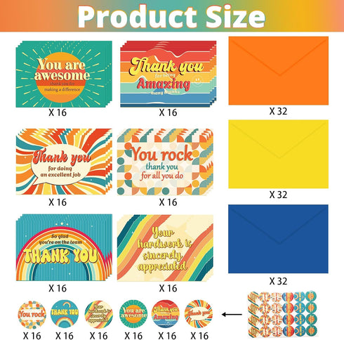 96 Pack 4" 6" 6 GRADESIN Employee Appreciation Thank you Cards for Coworkers with Envelopes & Stickers x Staff