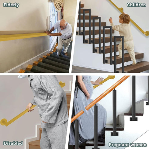 PAUANI Corridor(1ft/30cm) Metal Stair Railing Kit - Wall Mount Handrail - Handrail Railings for Stairs Indoor