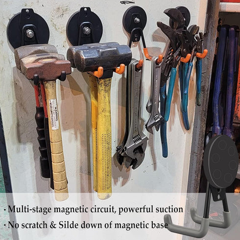 ULIBERMAGNET Heavy Duty Magnetic Hooks, Strong Large Magnet Hooks for Garage, Workshop, Indoor Outdoor Storage