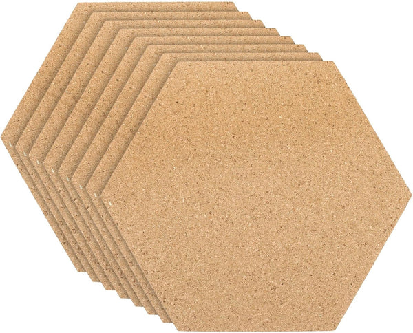 PATIKIL 8x7" 1/4" Thick Cork Board Tiles, 8 Pack Self Adhesive Hexagon Display for Home Office