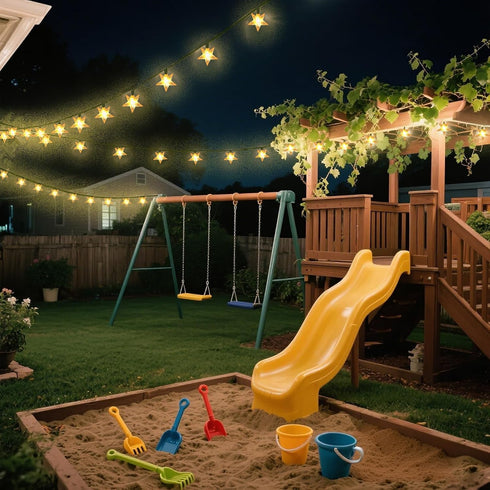 50 30.67FT 8 LED Solar Star Lights Outdoor, Star Twinkle Lights Outdoor Waterproof with Modes, Solar Powered String