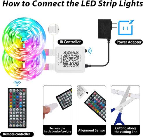 Ledagic 60 (1 450Leds Led Lights for Bedroom ft Roll), Smart Led Strip Lights with App Remote Control, RGB Music Sync
