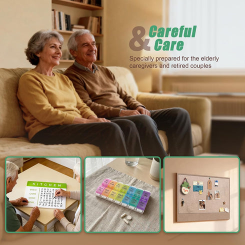 SwiftServ 3-Piece Set Thoughtful Gift for Seniors, Daily Support with Felt Board, Word Search Cards, and Pill