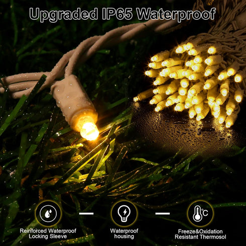 100 Counts 50FT Commercial 5mm LED Christmas Lights Outdoor - Warm White LED Christmas Lights Grade Outdoor Waterproof