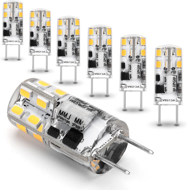 0-100% Dimmable G8 LED Bulbs 3W 4000K Natural White Replace G8 20 Watt 25 Watt Halogen, 6 Pack