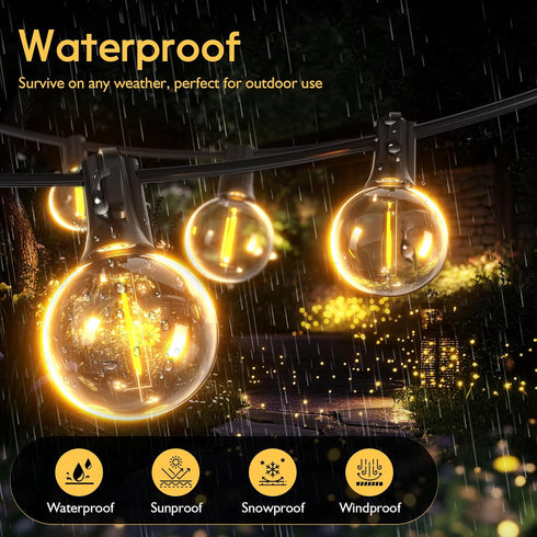 40ft G40 Bulbs(14+1 Bulbs), Outdoor String Lights LED Hanging Globe Patio Lights with Shatterproof Spring Easter Gifts