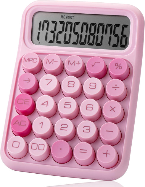 Mr. Pen Mechanical Switch Calculator, 12 Digits, Large LCD Display, Pink Big Buttons, Cute Aesthetic Desktop Calculator