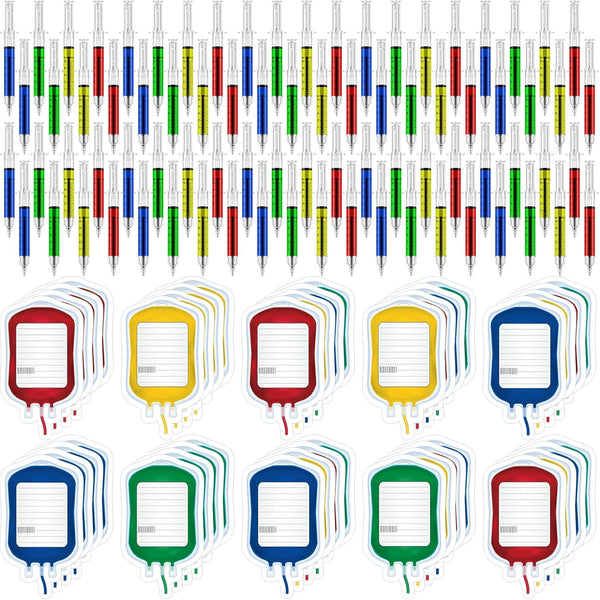 Maitys 96 Pcs Halloween Syringe Pens Nurse Gifts Bulk with Blood Bag Designed