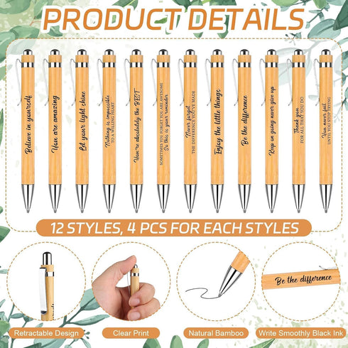 DAVAXI 96 Pcs Employee Appreciation Gifts Bulk Inspirational Ballpoint Pens with Thank You Gift Cards Motivational