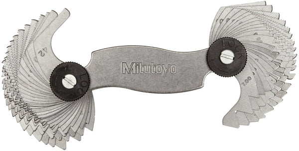 Mitutoyo 188-151 Screw Pitch Gage, 4 - 42 TPI and 0.4 - 7mm, 51 Leaves, Inch/Metric