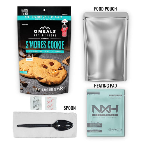 Supplies-2 OMEALS SMores Cookie-MRE-Extended Shelf Life-Fully Cooked w/Heater-Perfect for Outdoor Enthusiasts