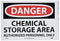 NMC D240PB DANGER - CHEMICAL STORAGE AREA - AUTHORIZED PERSONNEL ONLY, 14 in. x 10 in. PS Vinyl Danger Sign.