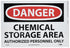 NMC D240PB DANGER - CHEMICAL STORAGE AREA - AUTHORIZED PERSONNEL ONLY, 14 in. x 10 in. PS Vinyl Danger Sign.