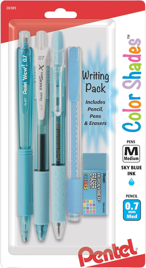 Pentel Color Shades Writing Pack, Pastel Sky Blue (BLBKALZBPS)