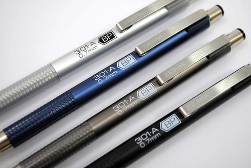 Zebra Pen F-301A Retractable Ballpoint Pen, Premium Metal Barrel in Assorted Colors, Fine Point, 0.7mm, Black Ink,