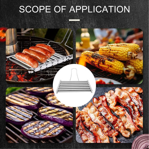 5 Stainless Steel Hot Dog, Non-Stick Surface with Sausage Capacity for BBQ, Camping, Tailgating, and Home Use, Mirror