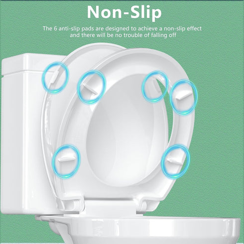 2 PACK, 16.5 inch, 2 Pack) Auensffer Toilet Seat Round Soft Close Toilet lid Round Slow Close PP Material Safe and Easy