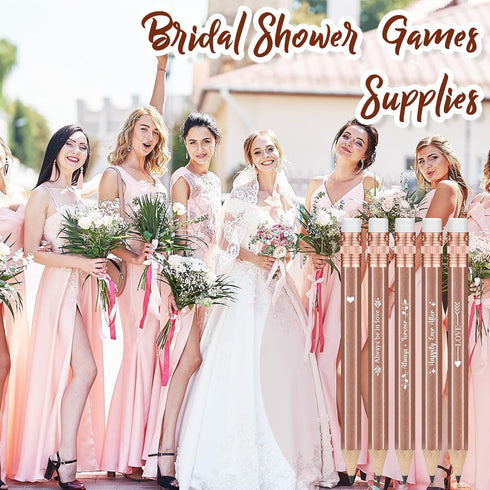 Crtiin 50 Pcs Mini Golf Pencils for Bridal Shower Games, Half Pencils with Eraser, 4 Inch Short Pocket (Rose Gold)