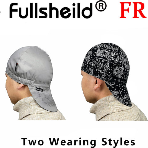 Reversible Welding Cap CAT2 Onesize Flame Resistant Cotton Welder Hat HRC 2 Hood FR High Crown Grey