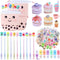 Sabary 228 Pcs Kawaii Stationary Set, Telescopic Boba Pencil Pouch, Gel Ink Pen, Sticky Note, Cute School Supplies for
