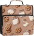 Krafig 3 Cute Cookies Milk Pattern Zipper Binder Bag Ring with Handle Shoulder Strap, Binder File Organizer Bag Storage