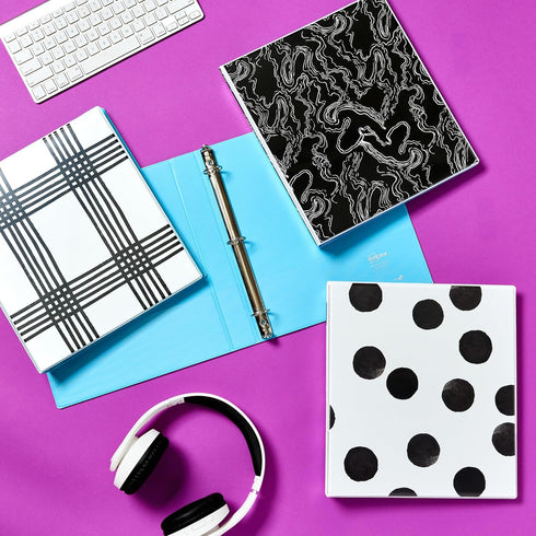 Avery Durable View 3 Ring Binder, 1 Inch Round Rings, Black and White Dots, 1 Fashion Binder (26744)