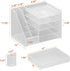 Marbrasse Desk Organizer with File Holder, 5-Tier Paper Letter Tray Organizer with Drawer, White Mesh Desktop Storage
