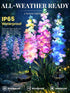3 Pack 2 GIGALUMI Solar Lights Outdoor for Garden Decor, Solar Flower Lights Waterproof, Lighting Modes Delphinium