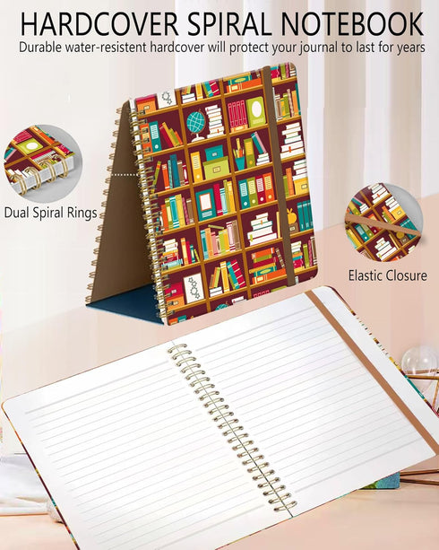 DHGPTS A5 60 Spiral Journal Notebook, Cute Notebooks for Women Men, College Ruled Hardcover Notebook for Work & Note