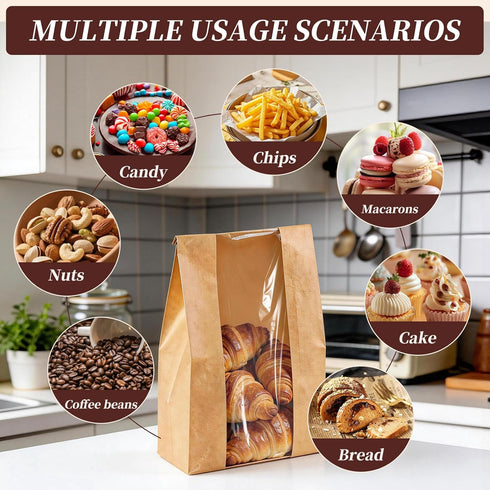 JourHawee 30pcs 13.7x8.3x3.6in 30 Bread Bags With Front Window For Homemade Bread, Sourdough Paper Bread Bags Bakery