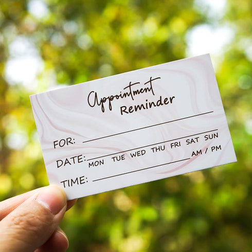 RXBC2011 Appointment Reminder Cards - Marble Pink and Gold, Pack of 100