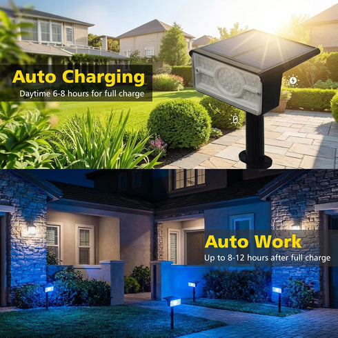4 Pack 49LED 2 T-SUN Solar Spot Lights Outdoor, Landscape Spotlights, Lighting Modes Auto ON/Off Solar Lights