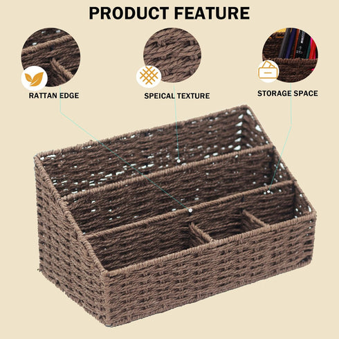Desk Organizer and Storage - Mail Organizer Countertop, Magazine File Holder, Dark Brown