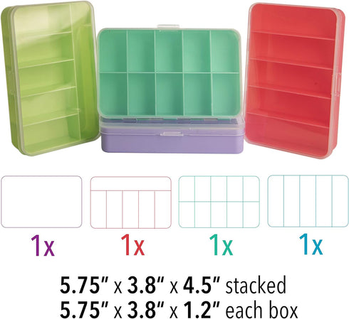 The Beadsmith Personality Case, Color-Coded Organizers with 4 Stackable Boxes, 22 Compartments for Jewelry Storage