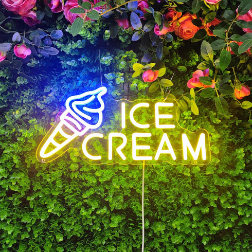 15.7"" 7.8"" Ice Cream Neon Sign Ice Cream Light Ice Cream Signs for Business, Ice Cream Bar Sign Decor for Drinking
