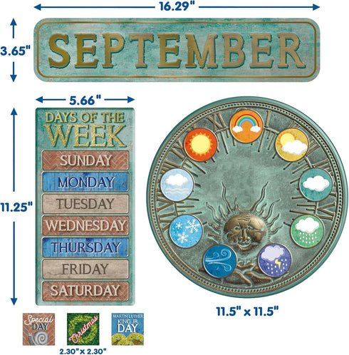 Eureka Curiosity Garden Classroom Calendar Bulletin Board Set for Teachers, 97 Pieces for Classroom Decoration