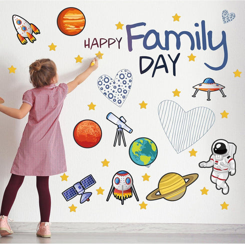 Marspark 42 Pcs Outer Space Bulletin Board Decoration Set, Solar System Astronaut Classroom Decor for School Chalkboard