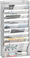 EasyPAG Mesh Wall File Holder, 11 Tier Office Hanging File Organizer, Silver Magazine Mails Rack for Papers and