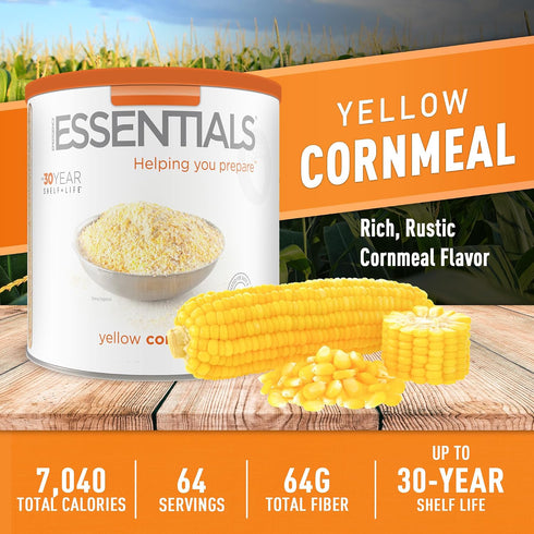 64 #10 30 Emergency Essentials Yellow Cornmeal | Allergy Friendly Pantry Staple | Serving Can | Dehydrated for Everyday