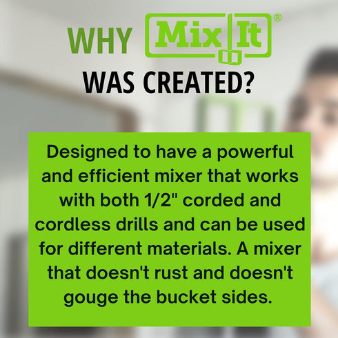 Drywall Mud Mixer for Paint, Epoxy Resin, Potting Soil, 18" Length, Non-Slip Zinc Plated Hex Shaft