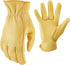 AWP Grain Leather Deerskin Work Gloves - Large Tan for Men and Women