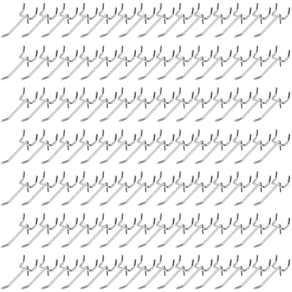 Shimeyao 100 Pcs Peg Board Shelving Hooks - Stainless Steel Display Hook for 1/8 1/4 Pegboard, 2 Inch