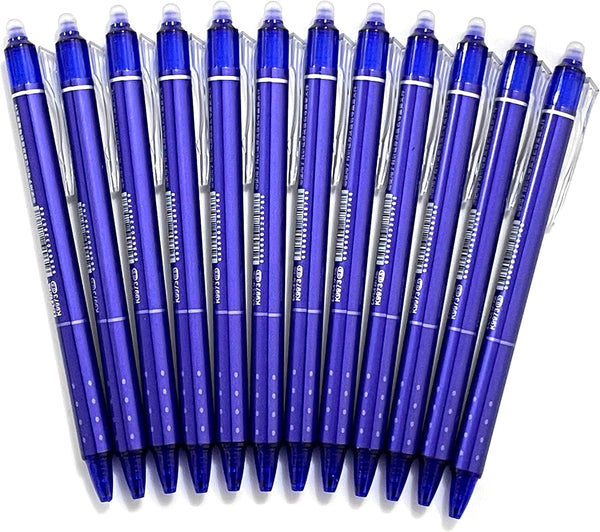 sencoo 12 Pack Erasable Blue Gel Pens, Retractable Blue Ink Rollerball Pens for Students Office School Gifts