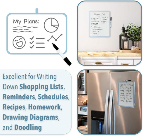 Mr. Pen Dry Erase Board, 14” x 11” Small White Board with Black Marker, Blue Frame for Kids and Students