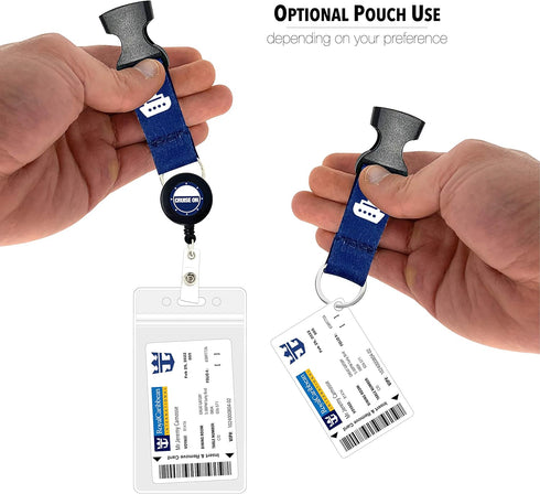 Cruise On Lanyard for Ship Cards – 2-Pack Retractable Badge & Waterproof Key Card Holder (Navy Blue)