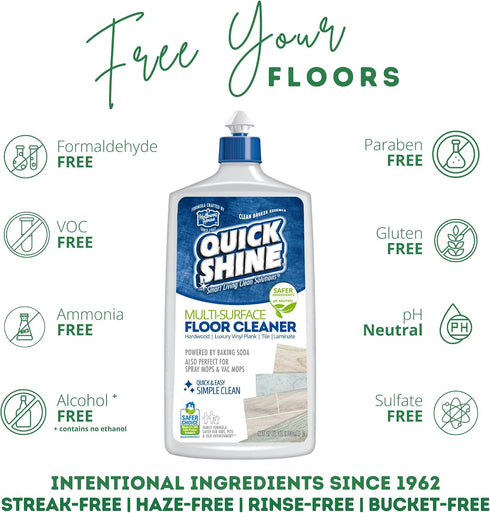 27oz, 2Pk Quick Shine Multi Surface Floor Cleaner | Ready to Use-Streak Free- No Rinse | Use on Hardwood, Laminate