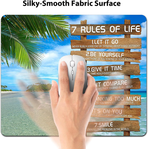 7AN.M 9.5"x 7.9" 7 Anti-Slip Office/Gaming Mouse Pad - Rules of Life Inspirational Quote Tropical Palm Beach Scene