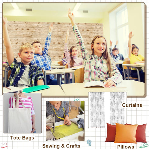 Bulletin Board Fabric 48'' x 107'' Class Fabric Everyone is Welcome Background Decor for Classroom, Rustic Wood